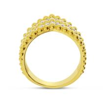 14K Yellow Gold Diamond Beaded Band Ring
