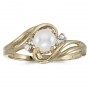 10k Yellow Gold Pearl And Diamond Ring