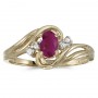 10k Yellow Gold Oval Ruby And Diamond Ring