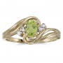 10k Yellow Gold Oval Peridot And Diamond Ring