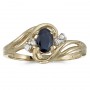 10k Yellow Gold Oval Sapphire And Diamond Ring