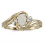 10k Yellow Gold Oval Opal And Diamond Ring