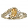 10k Yellow Gold Oval Citrine And Diamond Ring