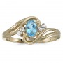 10k Yellow Gold Oval Blue Topaz And Diamond Ring