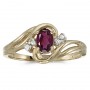 10k Yellow Gold Oval Rhodolite Garnet And Diamond Ring