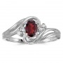 10k White Gold Oval Garnet And Diamond Ring