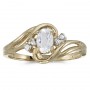 14k Yellow Gold Oval White Topaz And Diamond Ring