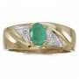 10k Yellow Gold Oval Emerald And Diamond Gents Ring