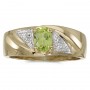 10k Yellow Gold Oval Peridot And Diamond Gents Ring