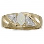 10k Yellow Gold Oval Opal And Diamond Gents Ring