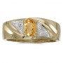 10k Yellow Gold Oval Citrine And Diamond Gents Ring
