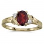 10k Yellow Gold Oval Garnet And Diamond Ring