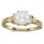 10k Yellow Gold Pearl And Diamond Ring