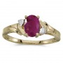 10k Yellow Gold Oval Ruby And Diamond Ring