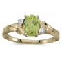 10k Yellow Gold Oval Peridot And Diamond Ring