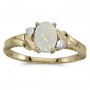 10k Yellow Gold Oval Opal And Diamond Ring