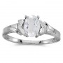 14k White Gold Oval White Topaz And Diamond Ring