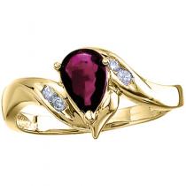 14K Yellow Gold Pear Ruby and Diamond Ring