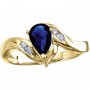 14K Yellow Gold Pear Sapphire and Diamond Ring