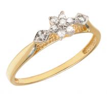 14K Yellow Gold Diamond Cluster Ring