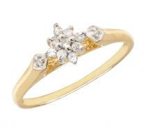 14K Yellow Gold Diamond Cluster Ring