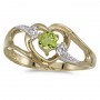 10k Yellow Gold Round Peridot And Diamond Heart Ring