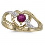 10k Yellow Gold Round Rhodolite Garnet And Diamond Heart Ring