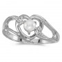 10k White Gold Pearl And Diamond Heart Ring