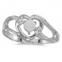 10k White Gold Round Opal And Diamond Heart Ring