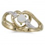 14k Yellow Gold Round Opal And Diamond Heart Ring