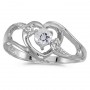 14k White Gold Round White Topaz And Diamond Heart Ring