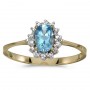 10k Yellow Gold Oval Blue Topaz And Diamond Ring