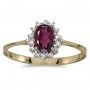 10k Yellow Gold Oval Rhodolite Garnet And Diamond Ring