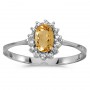 14k White Gold Oval Citrine And Diamond Ring