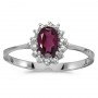 14k White Gold Oval Rhodolite Garnet And Diamond Ring