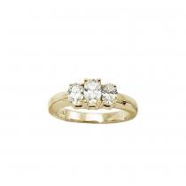 14K Yellow Gold Oval Three Stone 1 ct Diamond Ring