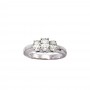 14K White Gold Oval Three Stone 1 ct Diamond Ring