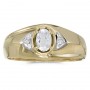 10k Yellow Gold Oval White Topaz And Diamond Gents Ring