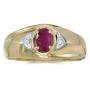 10k Yellow Gold Oval Ruby And Diamond Gents Ring