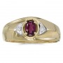 10k Yellow Gold Oval Rhodolite Garnet And Diamond Gents Ring