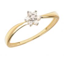 14K Yellow Gold Diamond Cluster Ring