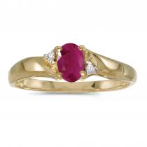 10k Yellow Gold Oval Ruby And Diamond Ring