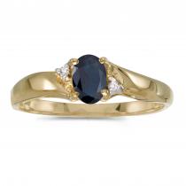 10k Yellow Gold Oval Sapphire And Diamond Ring