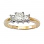 14K Yellow Gold Three Stone 1 Ct Princess Diamond Ring