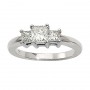 14K White Gold Three Stone 1 Ct Princess Diamond Ring