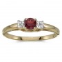 10k Yellow Gold Round Garnet And Diamond Ring