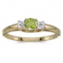 10k Yellow Gold Round Peridot And Diamond Ring