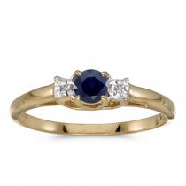 10k Yellow Gold Round Sapphire And Diamond Ring