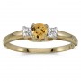 10k Yellow Gold Round Citrine And Diamond Ring