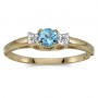 10k Yellow Gold Round Blue Topaz And Diamond Ring